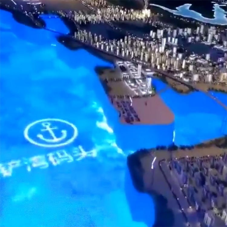 陆地海湾高楼机场开发区地图模型特效互动LED地砖显示屏
